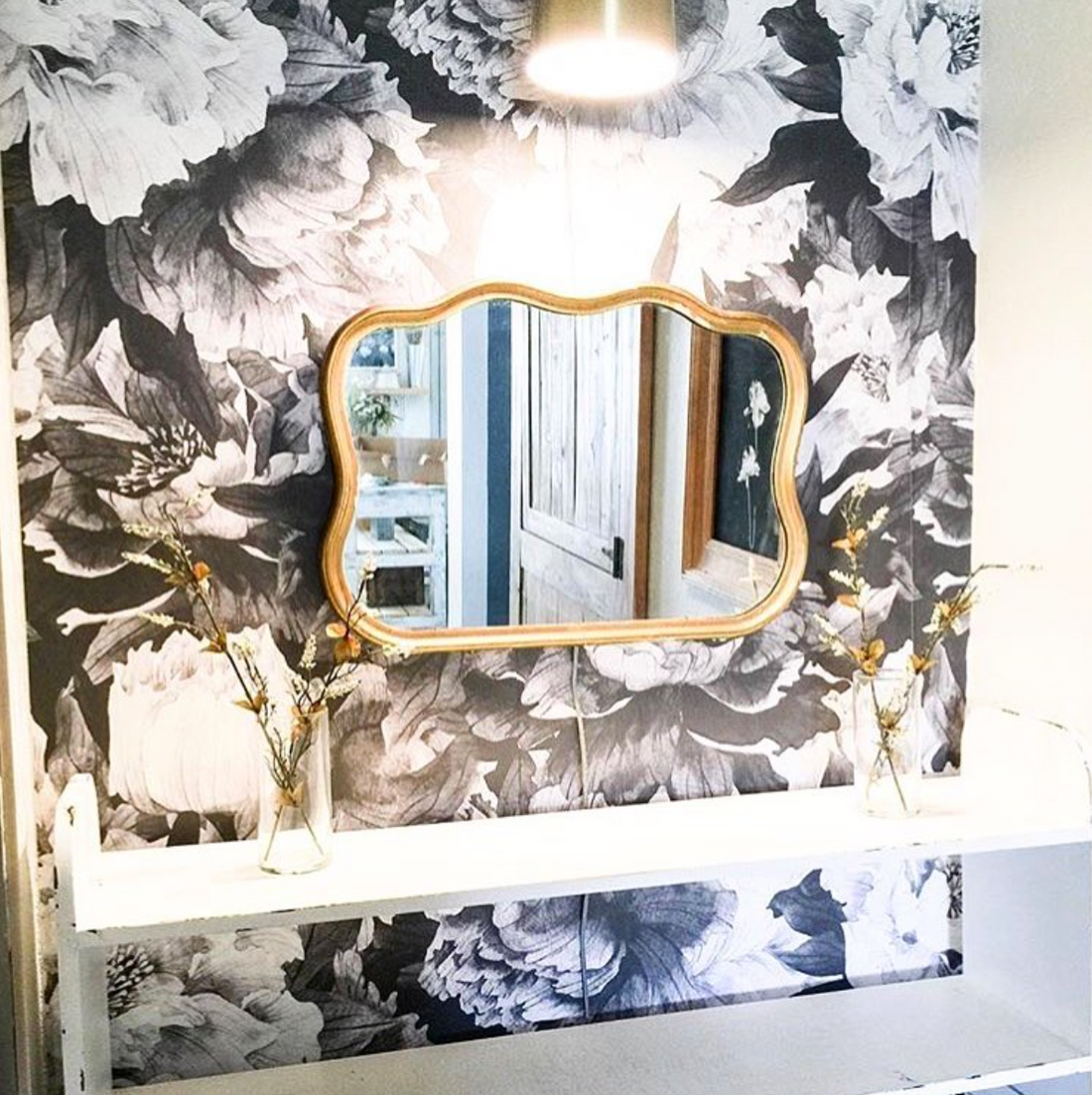 Avril Floral Removable Wallpaper in Black and White