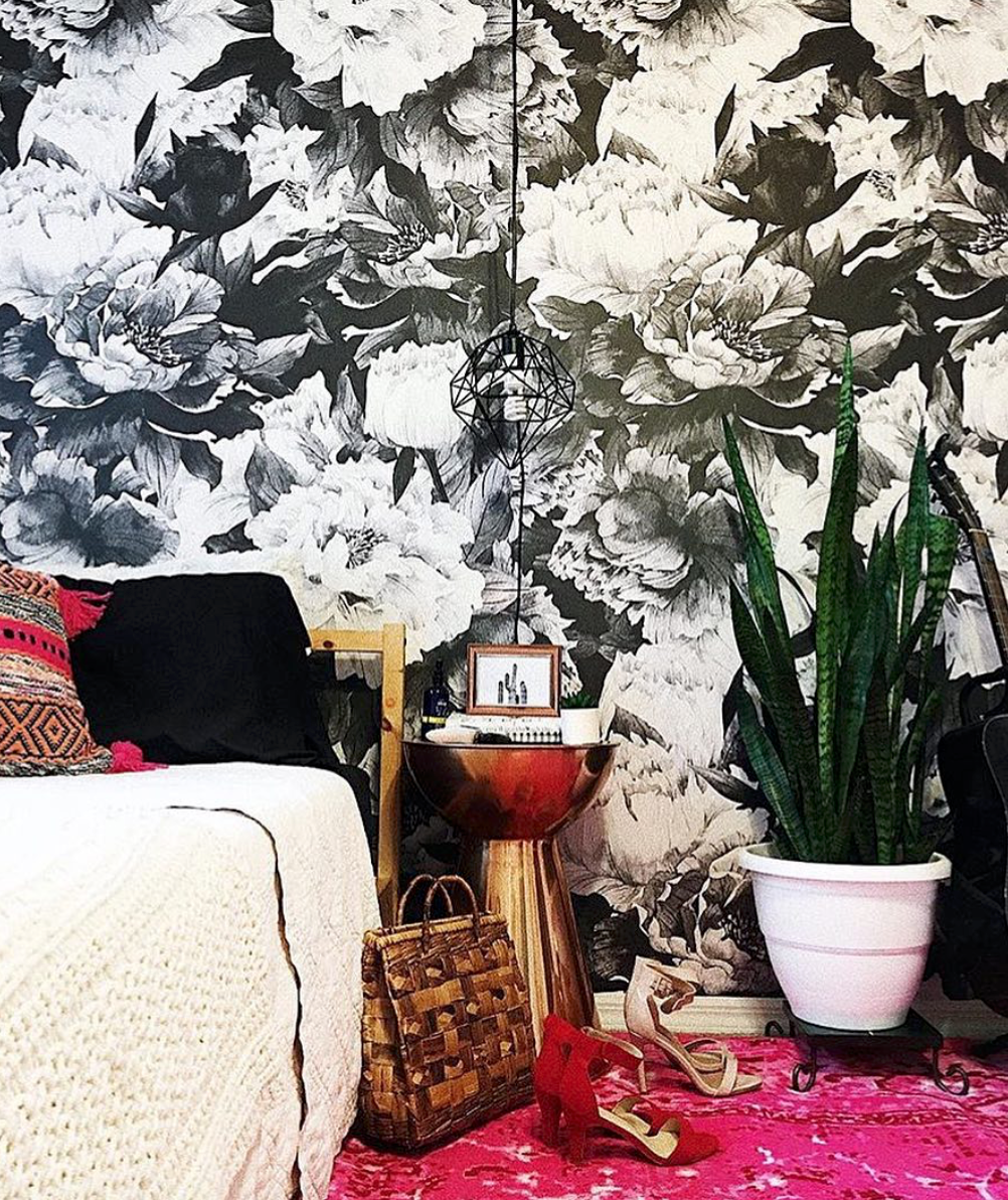 Avril Floral Removable Wallpaper in Black and White