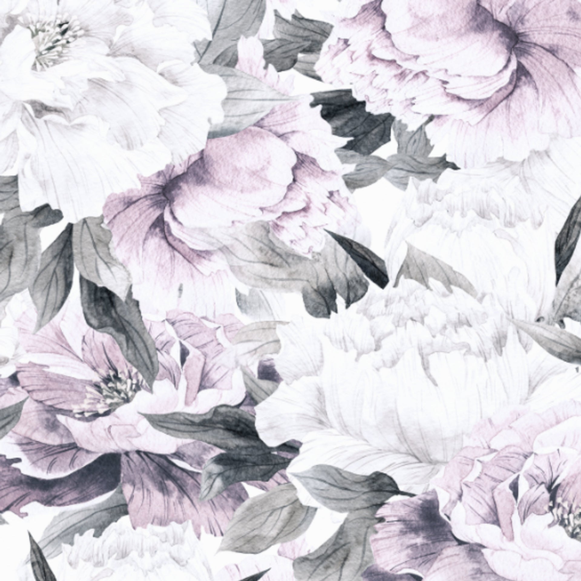 Lauren Floral Removable Wallpaper in White, Lavender & Grey