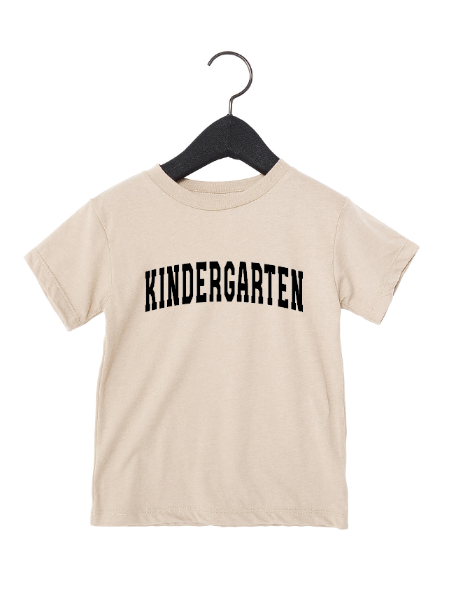 Kindergarten Varsity Tee - Kids Preppy Short Sleeve Cotton Shirt