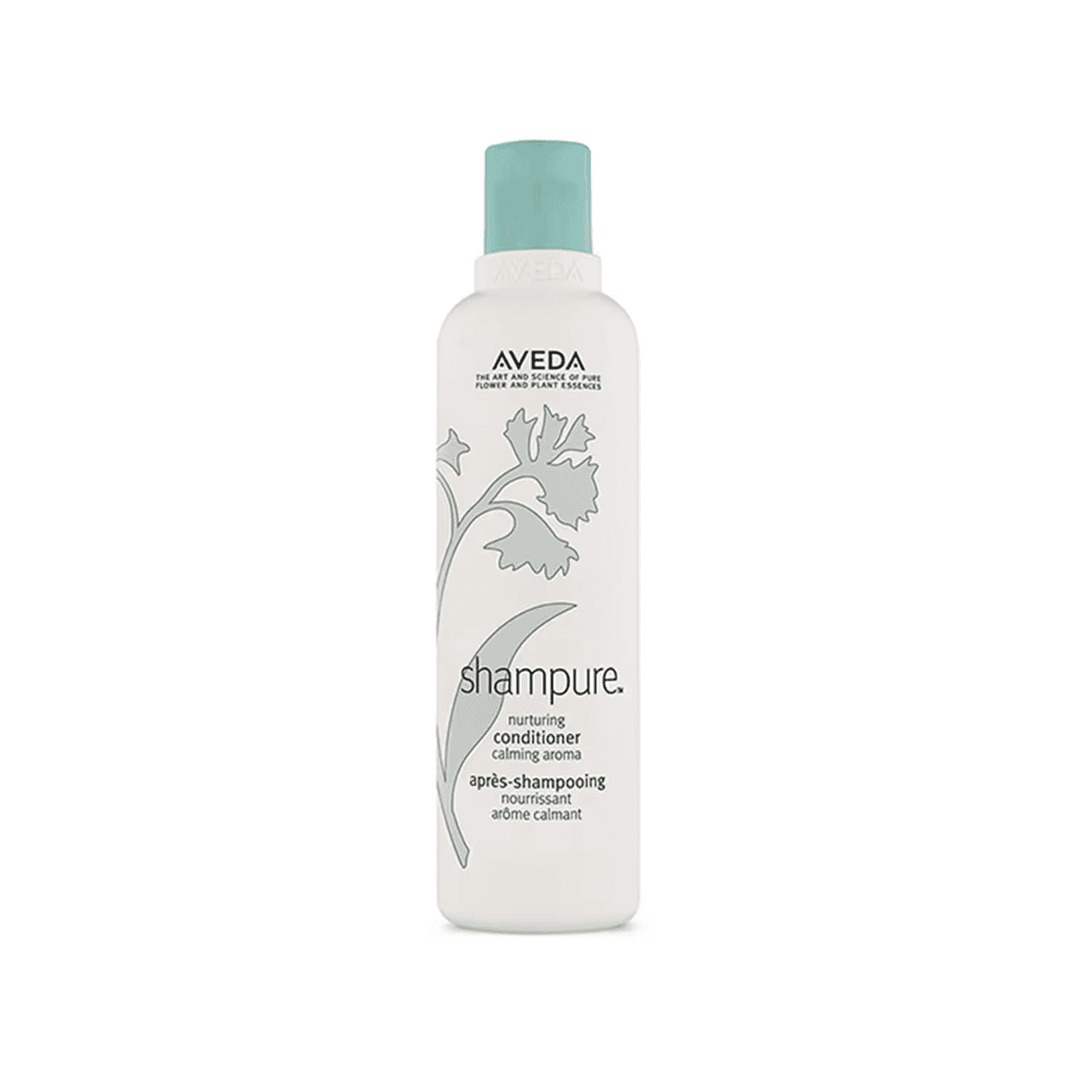 Aveda Shampure Nurturing Conditioner bottle in white and pale green packaging.
