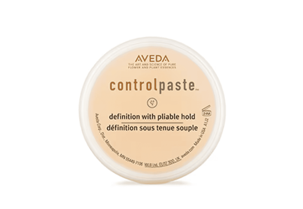 Aveda Control Paste container in beige and brown