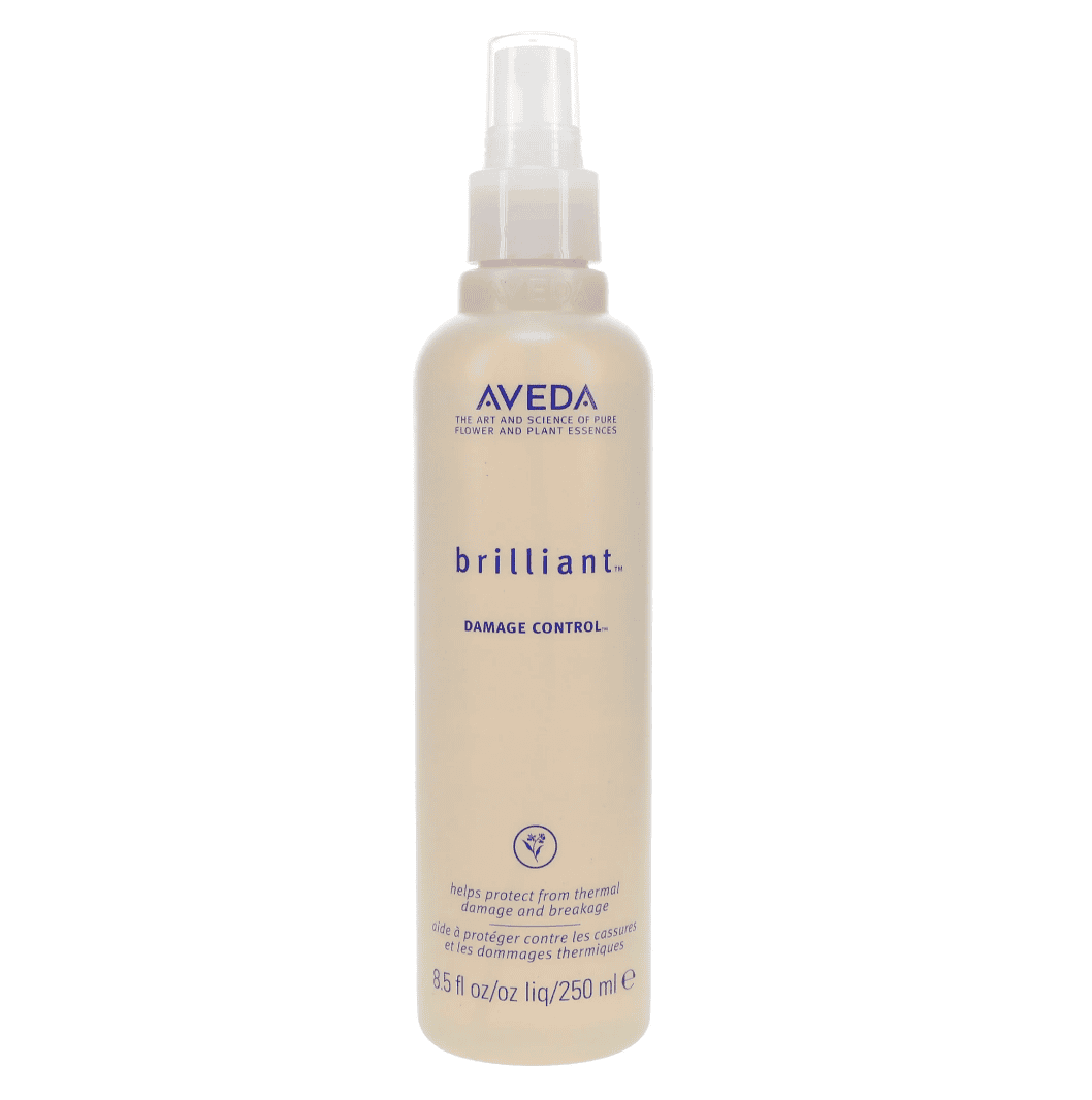 Bottle of Aveda Brilliant Damage Control thermal protection styling spray