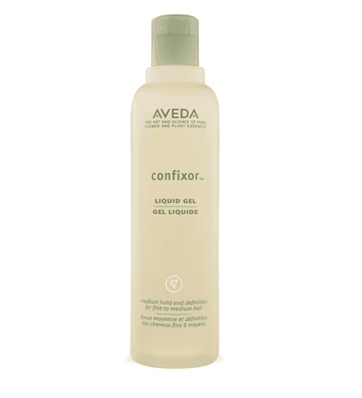 A bottle of Aveda Confixor Liquid Gel, a lightweight styling gel for fine to medium hair.