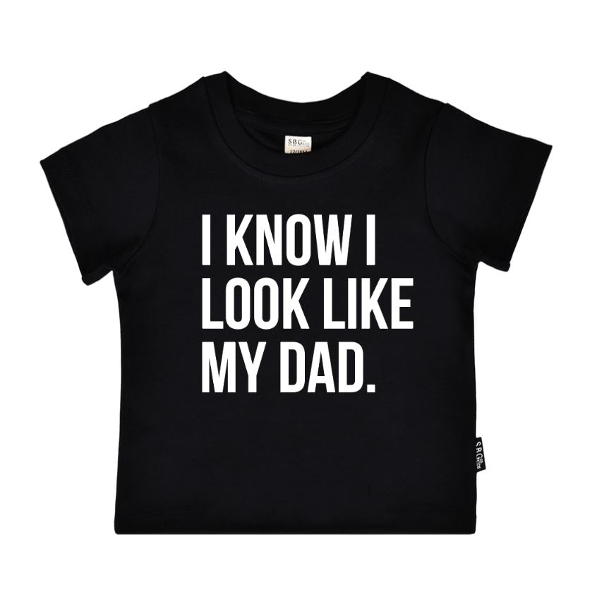 I Know I Look Like My Dad baseball graphic kids tee