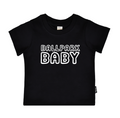 Kids Ballpark Baby baseball graphic top in black and white solid cotton
