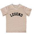 Minimalist Legend graphic kids tee in neutral colors