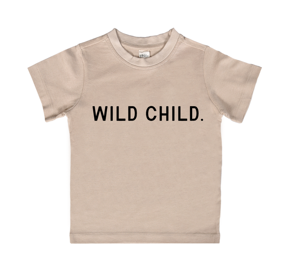 Wild Child Minimalist Graphic Kids Tee - Cotton Crew Neck
