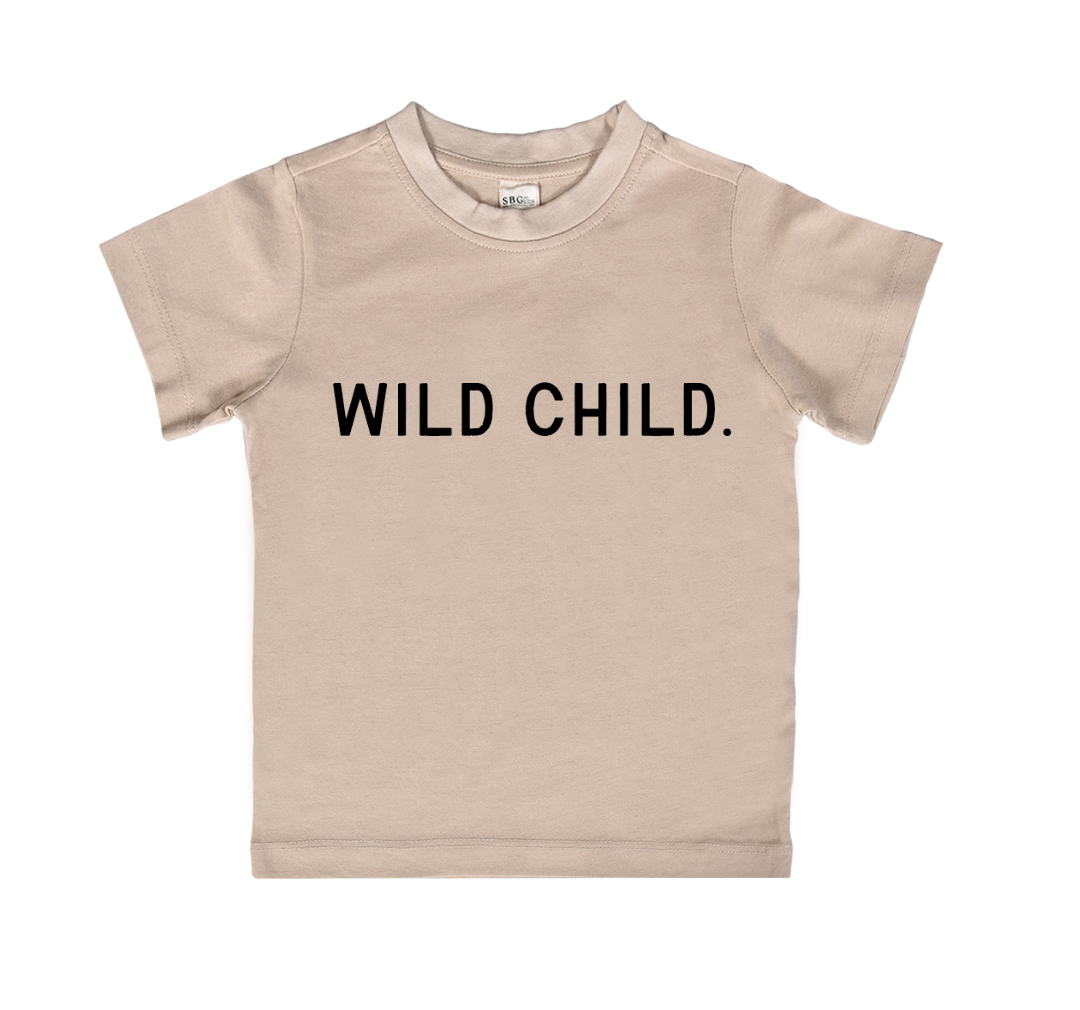 Wild Child Minimalist Graphic Kids Tee - Cotton Crew Neck