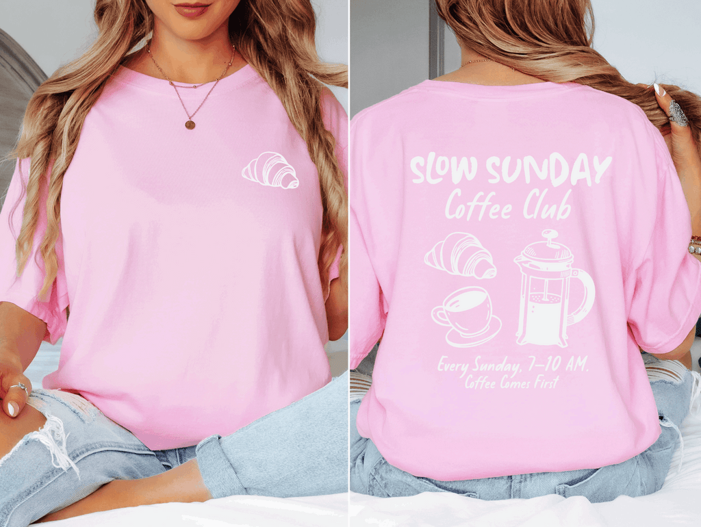 Slow Sunday Coffee Club Graphic Comfort Color Tee