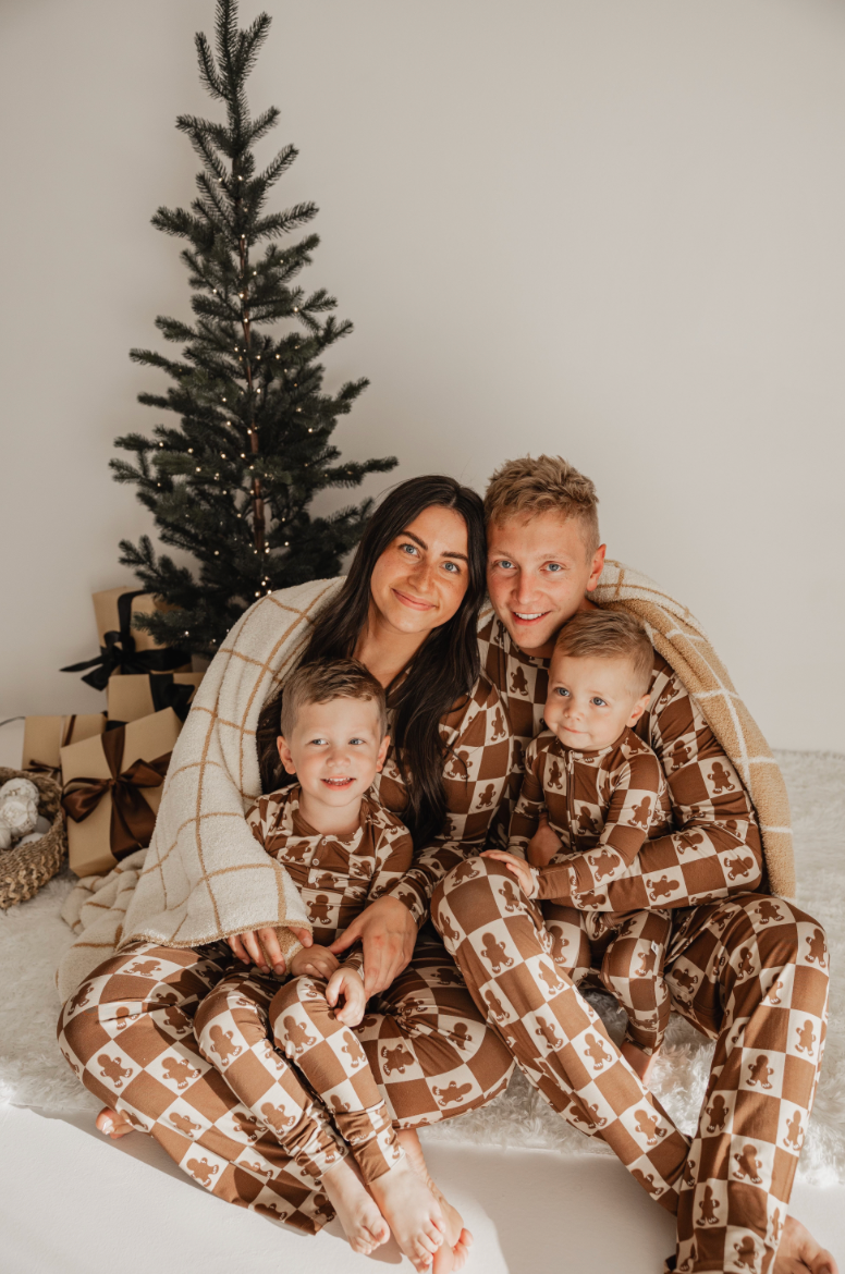 Women's Long Sleeve Bamboo Pajama | Gingerbread Checkerboard 2024