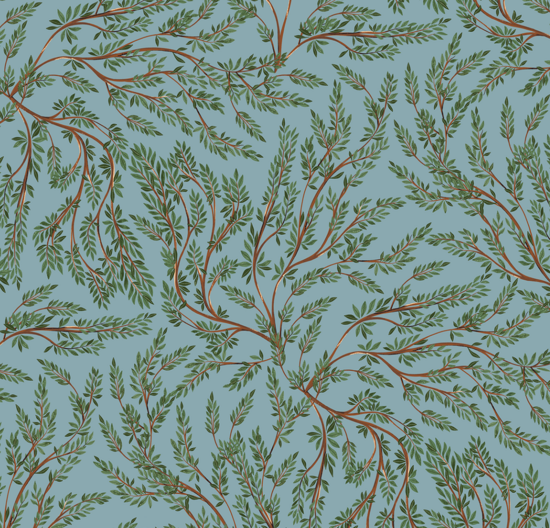 Cullen Nature-Inspired Bohemian Wallpaper in Green & Blue