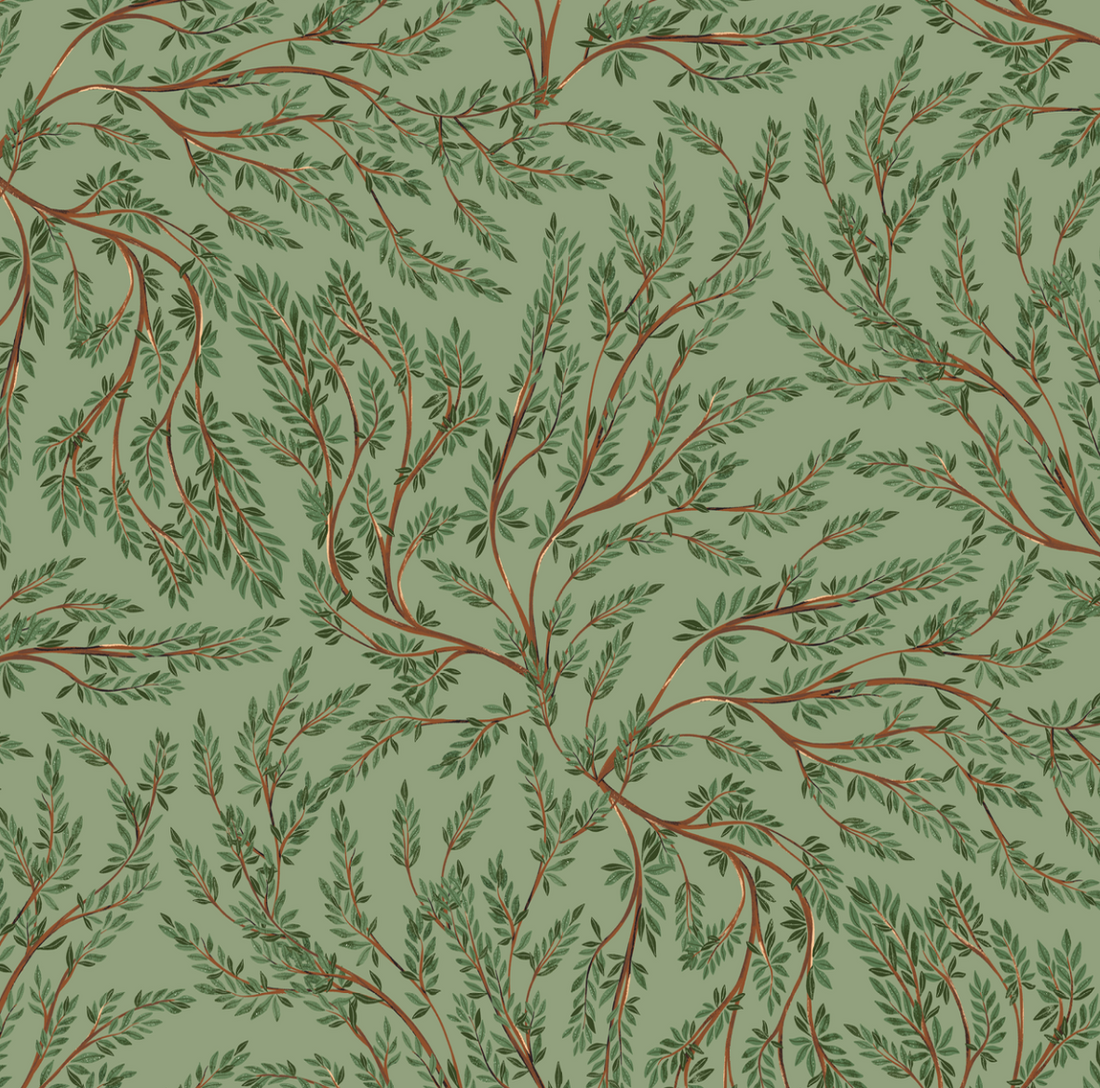 Cullen Nature-Inspired Bohemian Wallpaper in Green & Blue