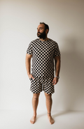 Men's Bamboo Short Pajama | Black Checkerboard