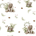 Paddington Whimsical Wallpaper in White, Brown & Green
