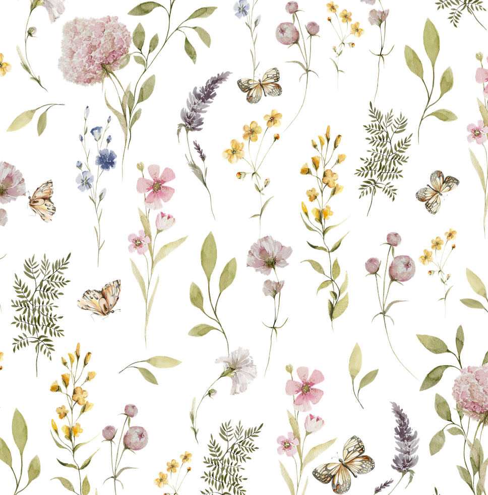 Valerie Floral Wallpaper in Sage-Green, Blush-Pink & Lavender