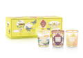 Trio Travel Candles set including Rio, Mexico, and Miami in a yellow Art Deco style box.