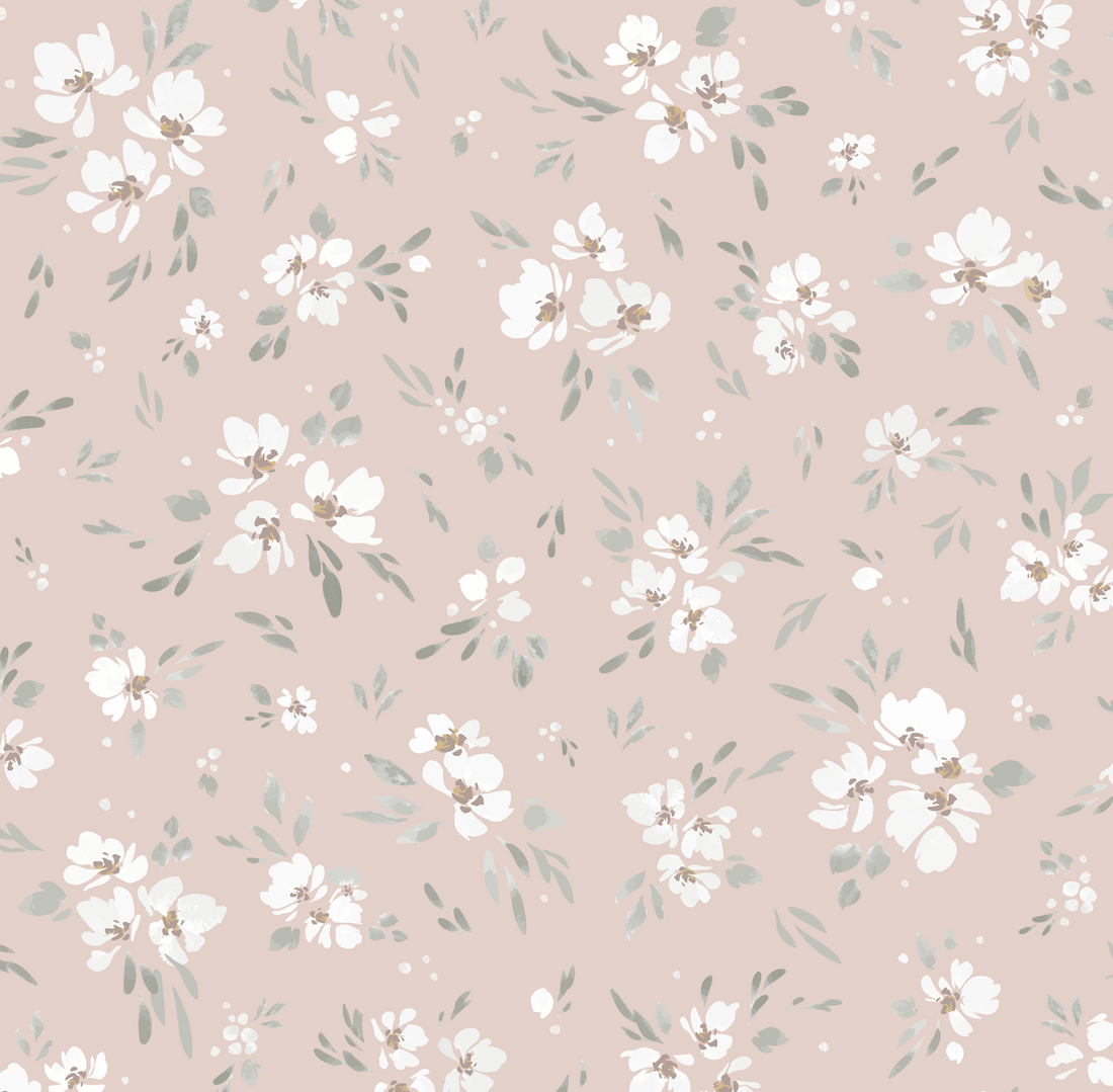 Alina Floral Removable Wallpaper in Dusty Rose and Sage Green