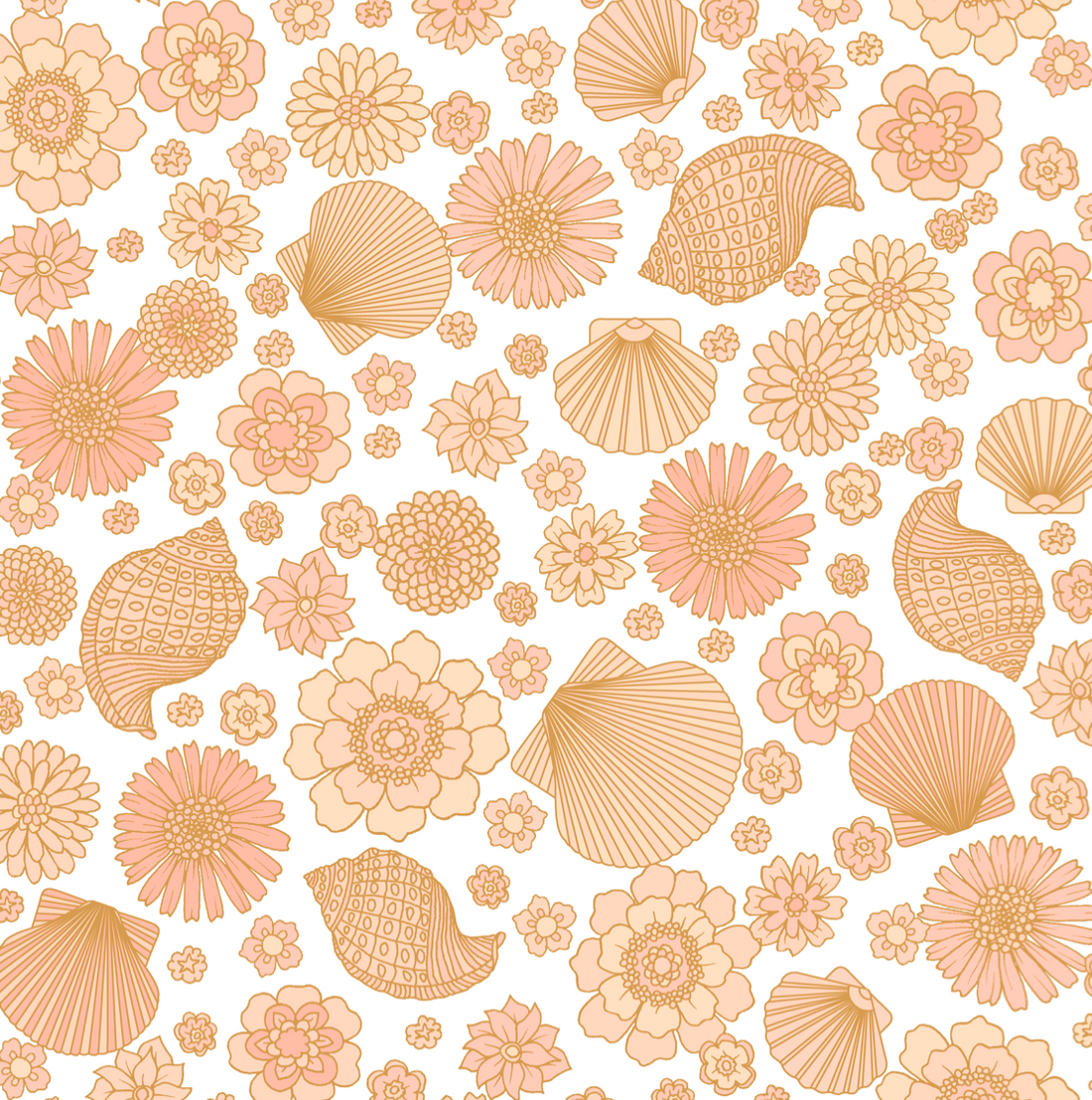 Muriel Coastal Bohemian Wallpaper in Peach Tan and White
