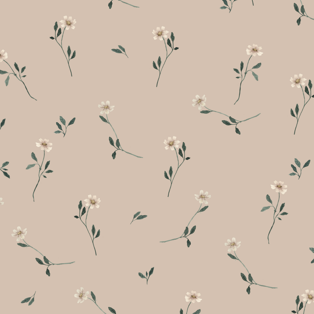 Brigitta Floral Wallpaper in Dusty-Rose and Muted-Green Decor