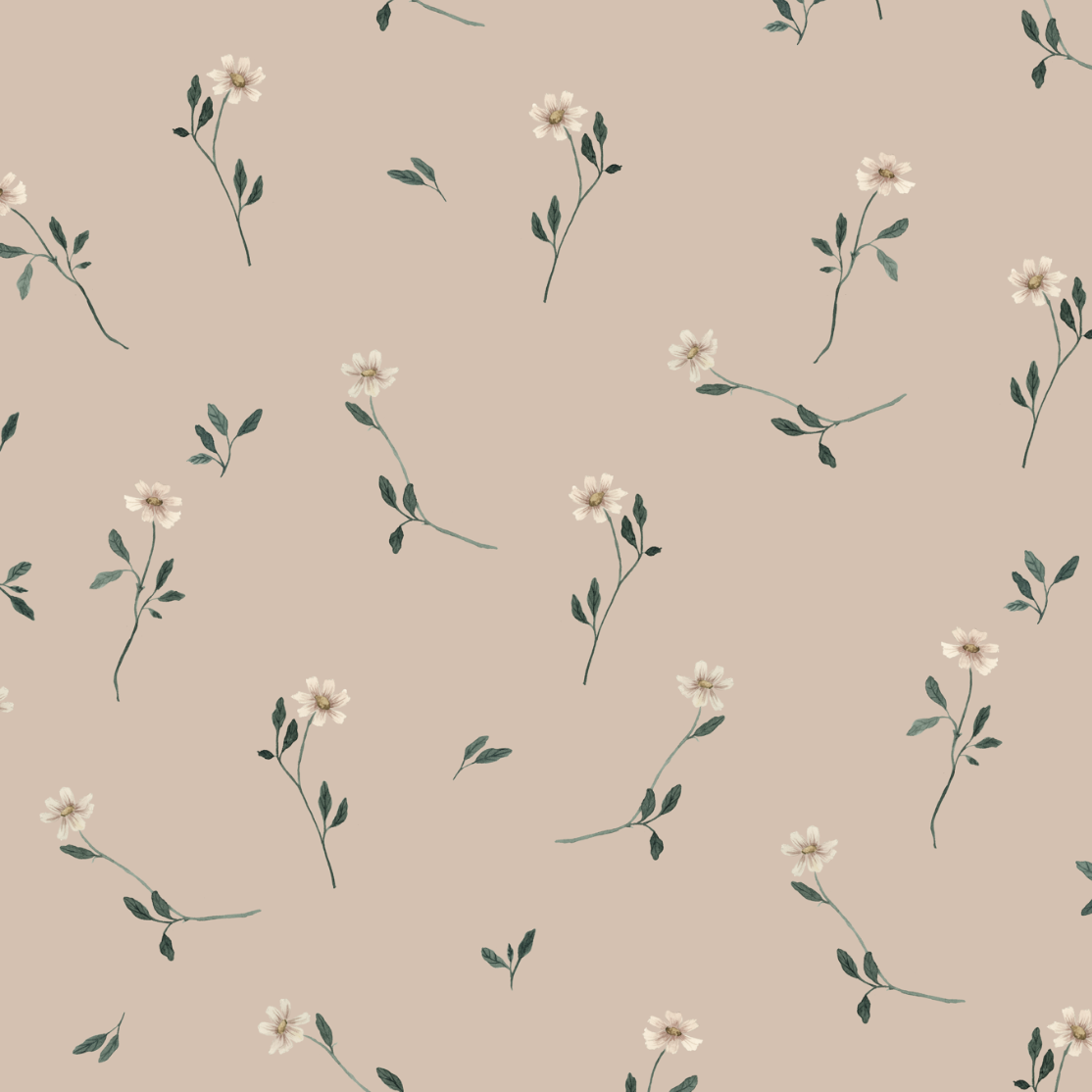 Brigitta Floral Wallpaper in Dusty-Rose and Muted-Green Decor