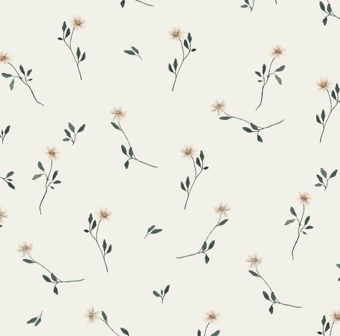 Brigitta Floral Wallpaper in Dusty-Rose and Muted-Green Decor