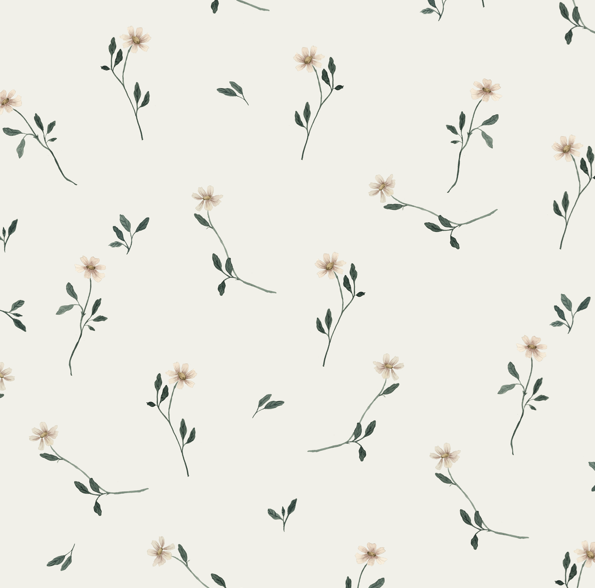 Brigitta Floral Wallpaper in Dusty-Rose and Muted-Green Decor