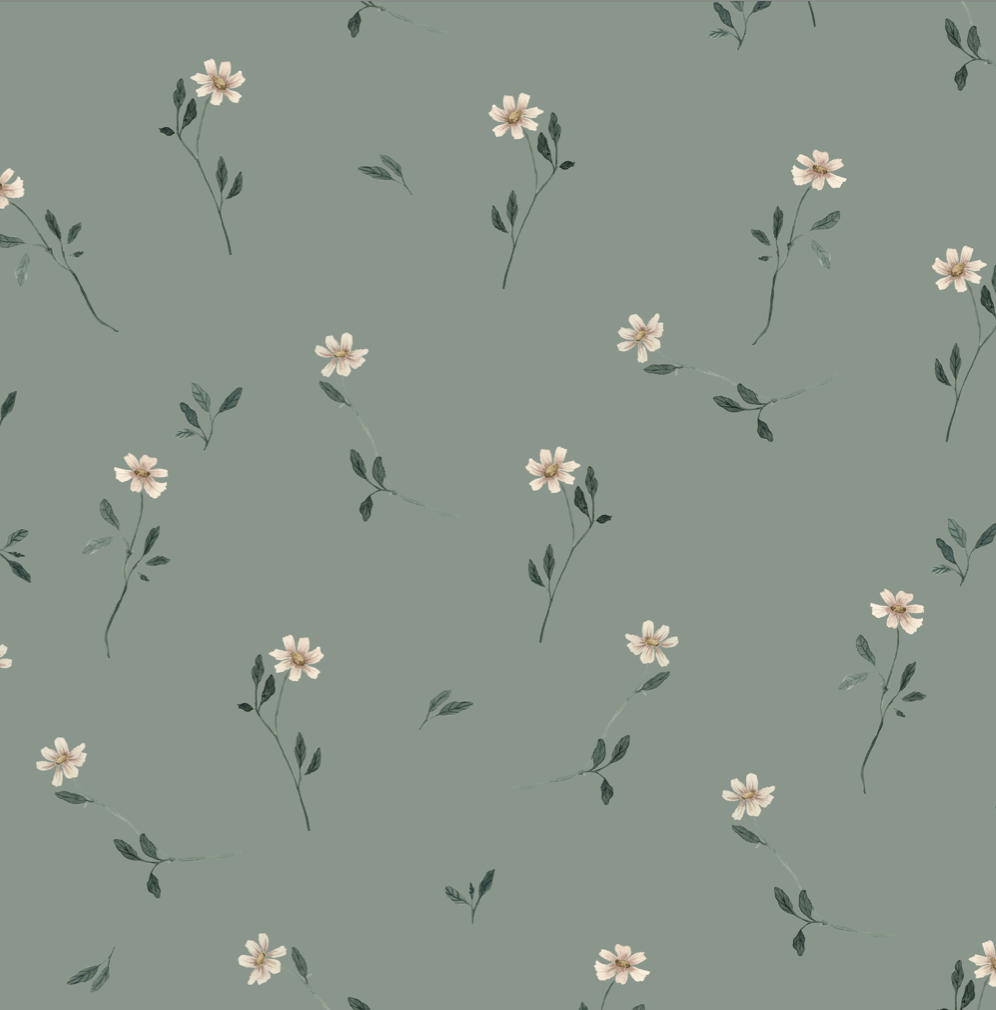 Brigitta Floral Wallpaper in Dusty-Rose and Muted-Green Decor