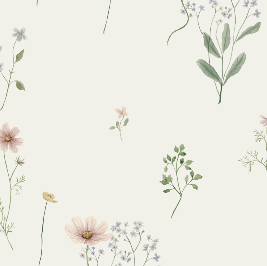 Marta Floral Removable Wallpaper in Blush Pink and Sage Green
