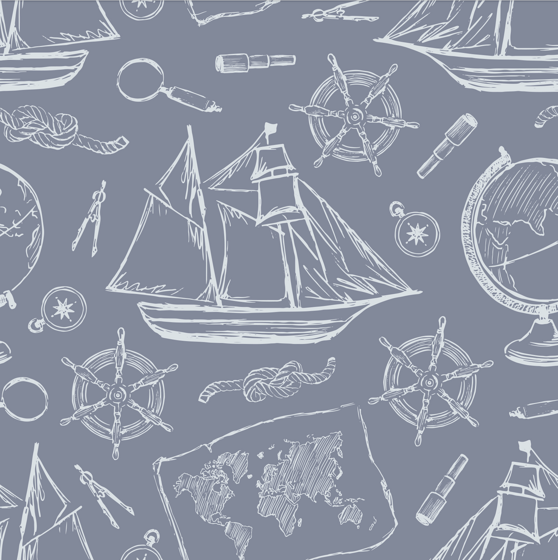 Turner Removable Wallpaper in Blue-Grey, White and Beige