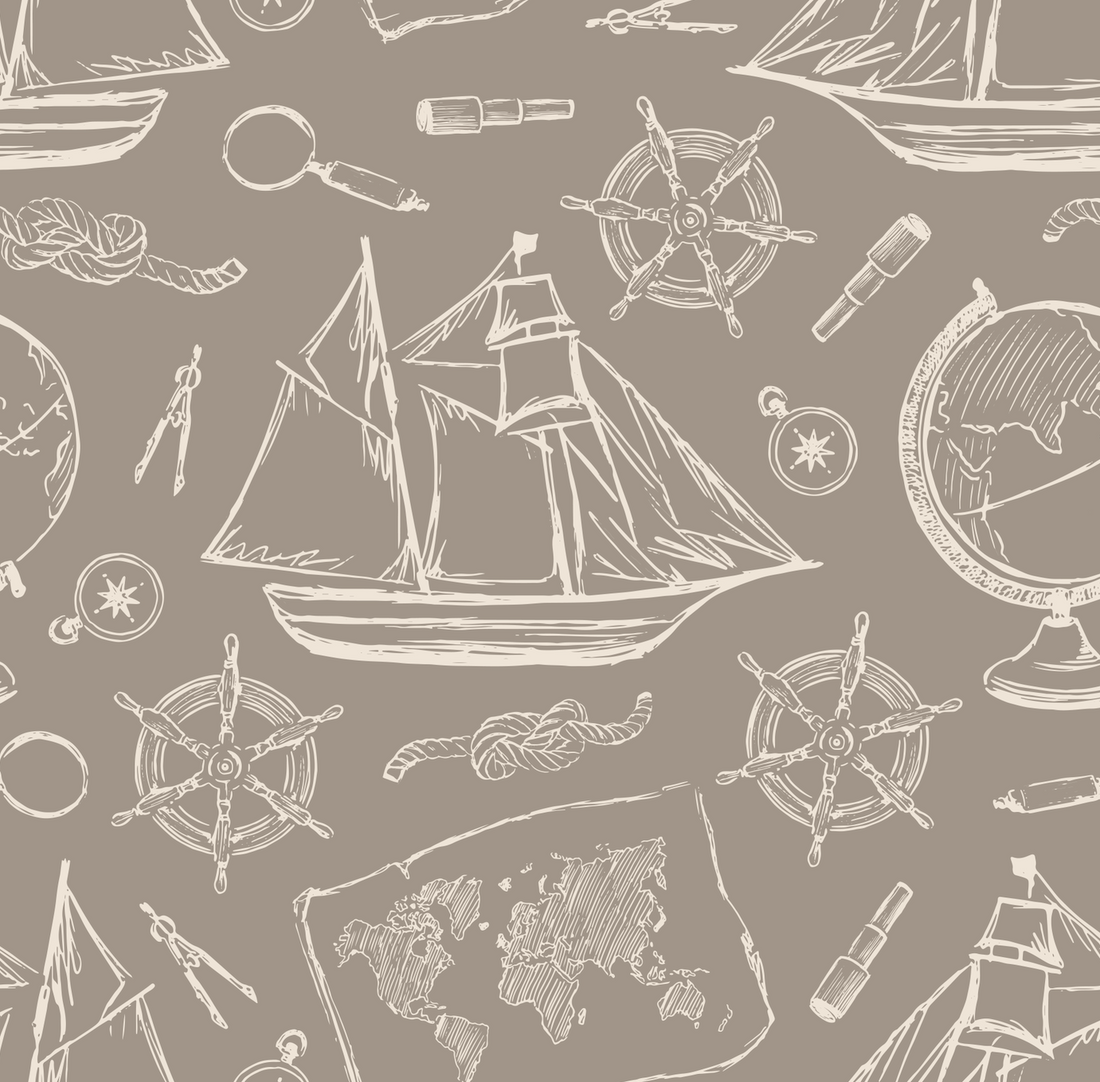 Turner Removable Wallpaper in Blue-Grey, White and Beige