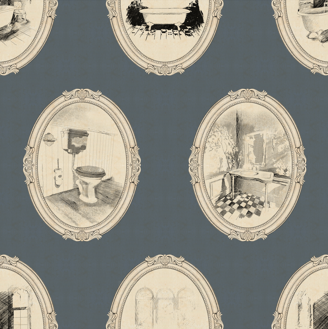 Lou Patterned Removable Wallpaper in Grey, Green, Tan and Black