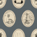 Lou Patterned Removable Wallpaper in Grey, Green, Tan and Black