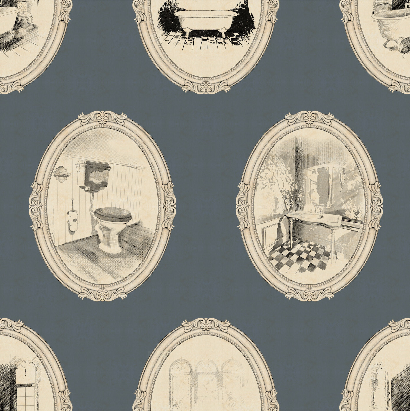 Lou Patterned Removable Wallpaper in Grey, Green, Tan and Black