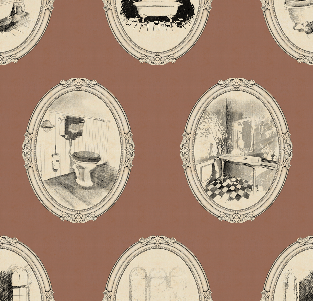 Lou Patterned Removable Wallpaper in Grey, Green, Tan and Black