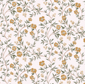 Prim Floral Removable Wallpaper - Mustard-Yellow & Sage-Green