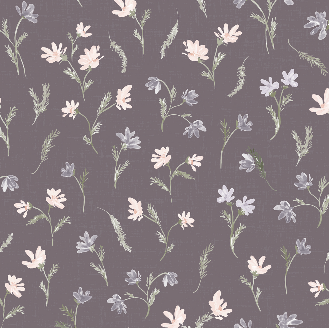 Mae Floral Removable Wallpaper in White, Pale-Pink and Grey