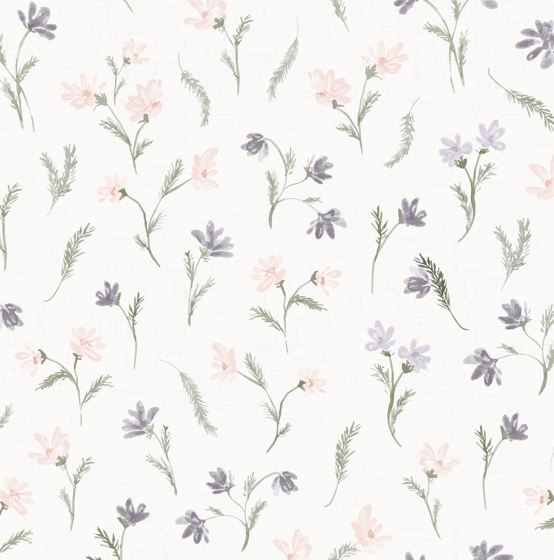 Mae Floral Removable Wallpaper in White, Pale-Pink and Grey