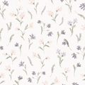 Mae Floral Removable Wallpaper in White, Pale-Pink and Grey