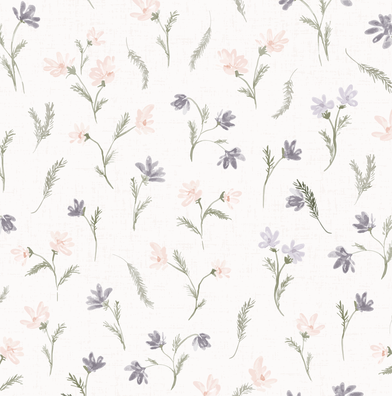 Mae Floral Removable Wallpaper in White, Pale-Pink and Grey