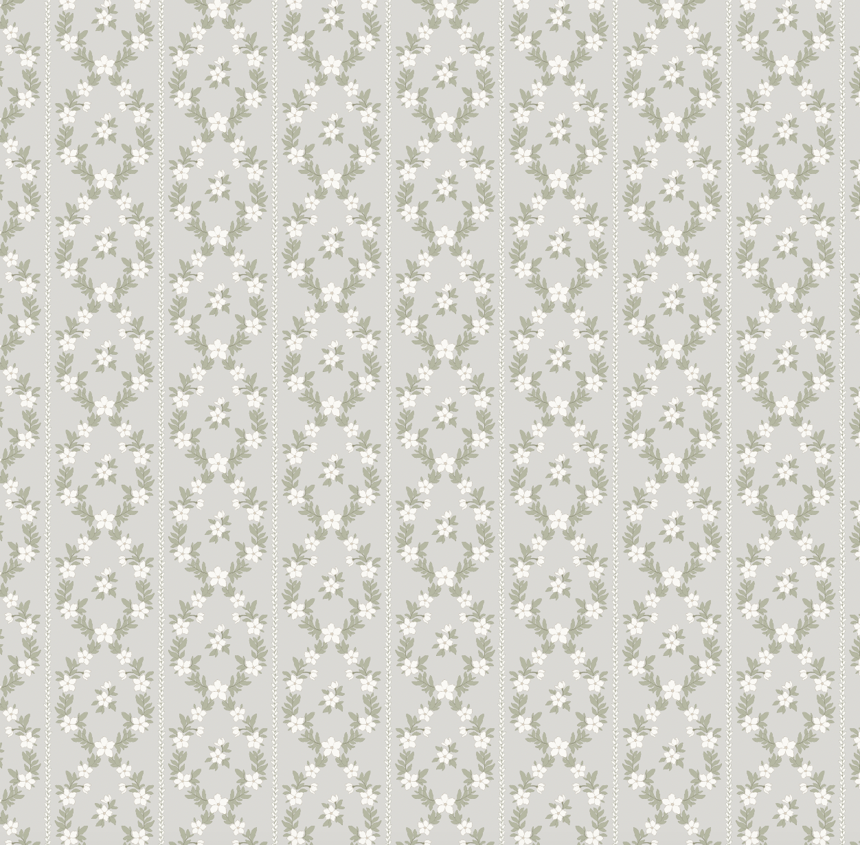 Myrtle Floral Removable Wallpaper in Blue and Sage-Green