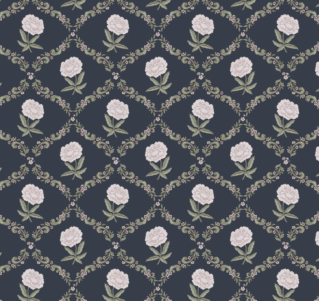 Elise Floral Removable Wallpaper - Navy, Sage & Dusty Pink