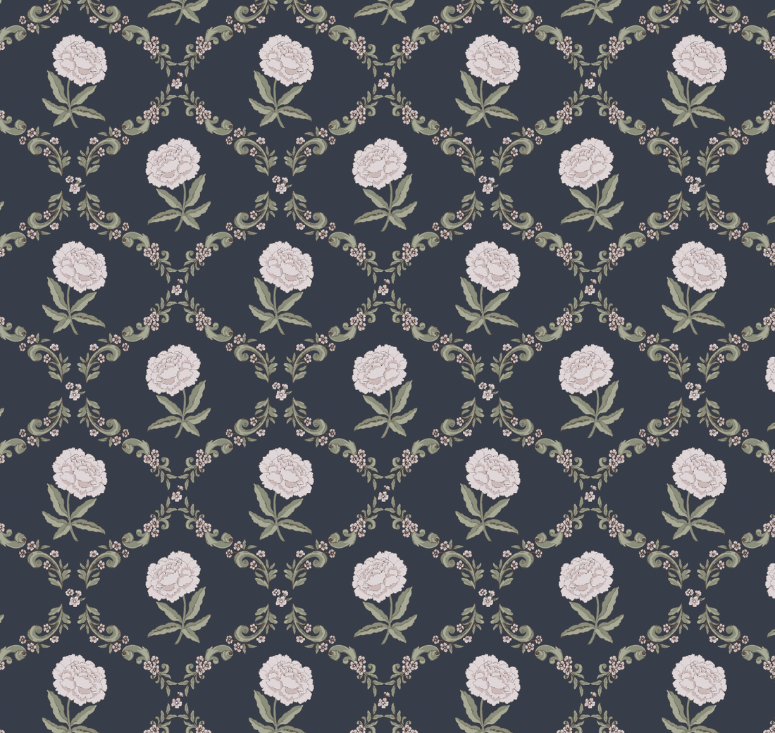 Elise Floral Removable Wallpaper - Navy, Sage & Dusty Pink