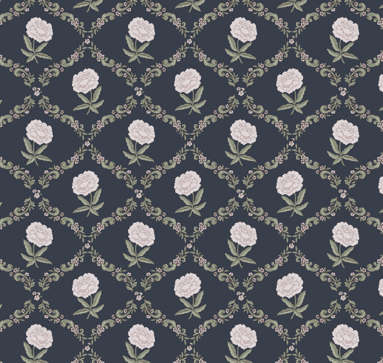 Elise Floral Removable Wallpaper - Navy, Sage & Dusty Pink