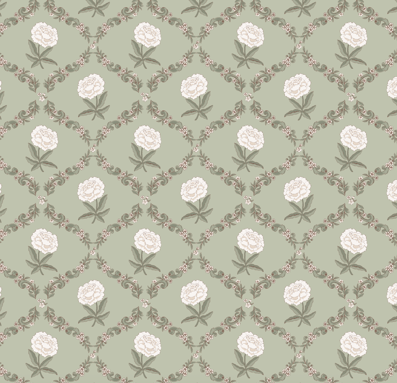 Elise Floral Removable Wallpaper - Navy, Sage & Dusty Pink