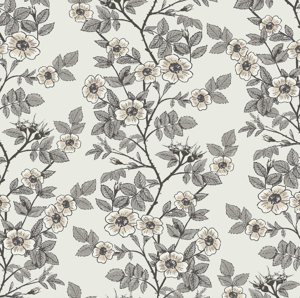 Shia Floral Removable Wallpaper - Vintage Botanical Red & Sage