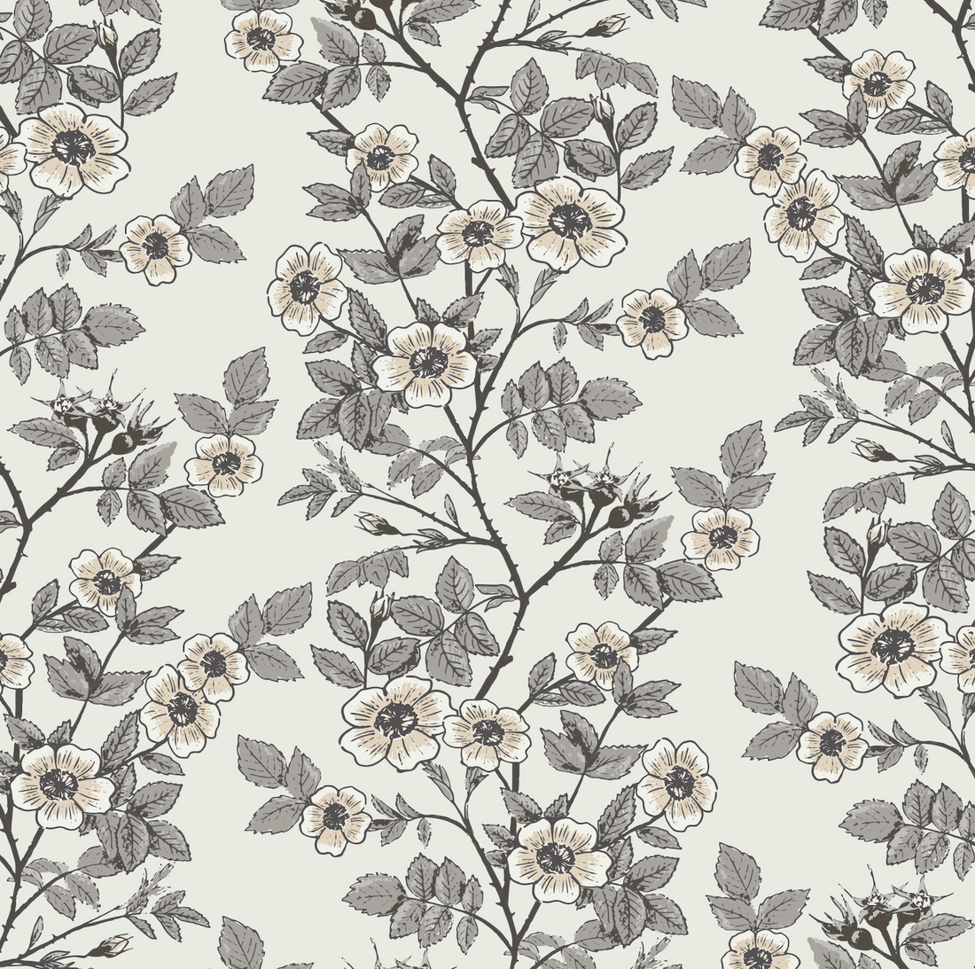 Shia Floral Removable Wallpaper - Vintage Botanical Red & Sage