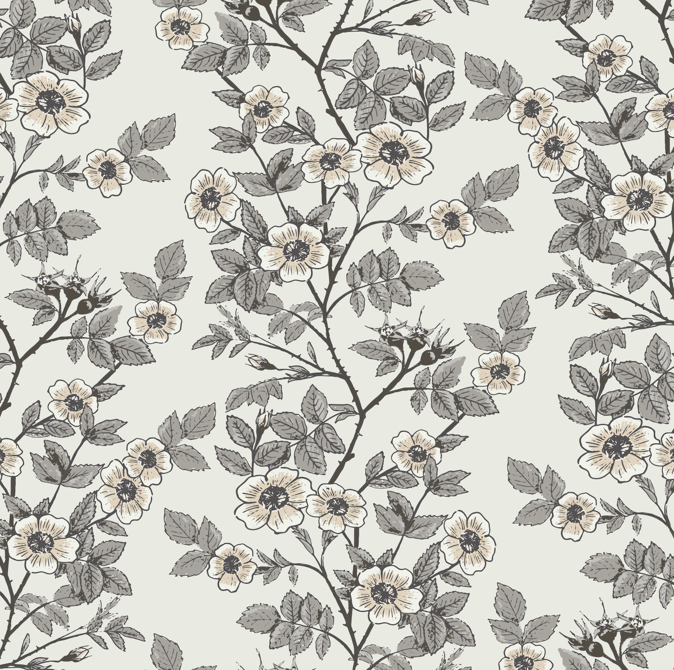 Shia Floral Removable Wallpaper - Vintage Botanical Red & Sage