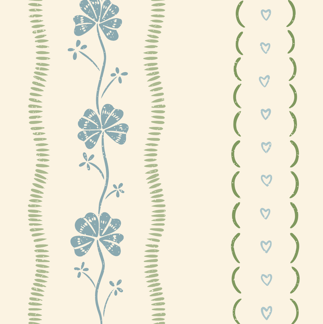 Constance Floral Removable Wallpaper in Cream, Blue & Green