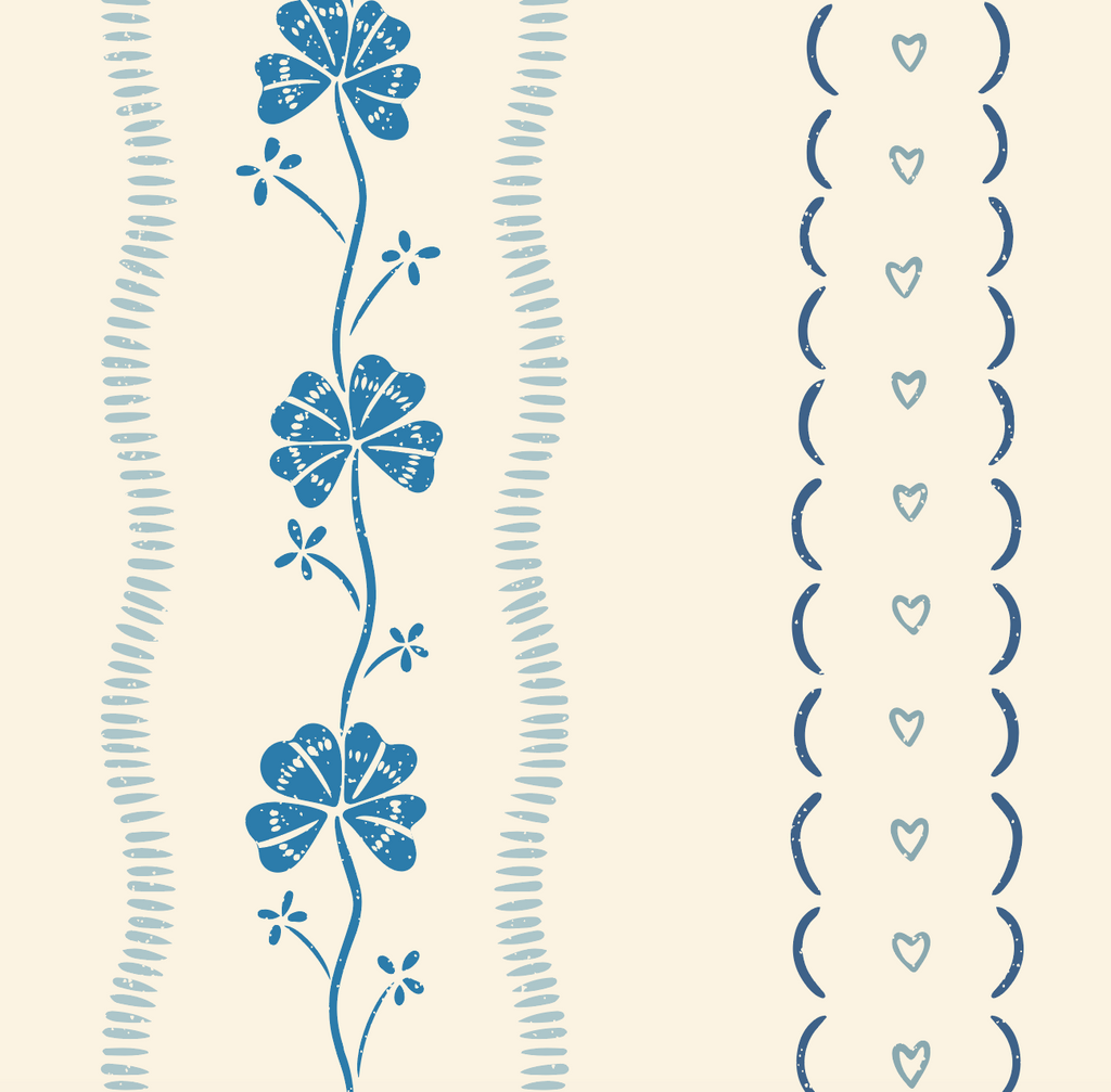 Constance Floral Removable Wallpaper in Cream, Blue & Green